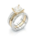 Timeless Princess Cut Wedding Ring Set – Gold & Sterling Silver