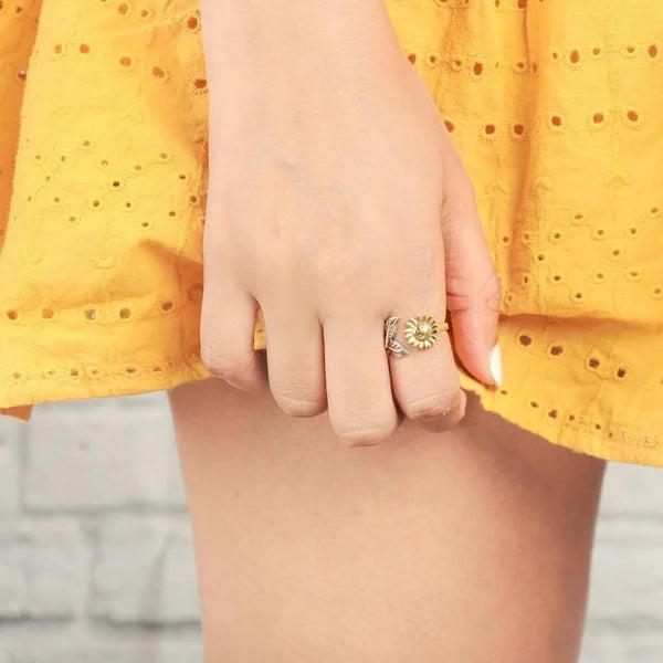 Adjustable Golden Sunflower Ring