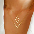 Elegant V-shaped geometric charm necklace