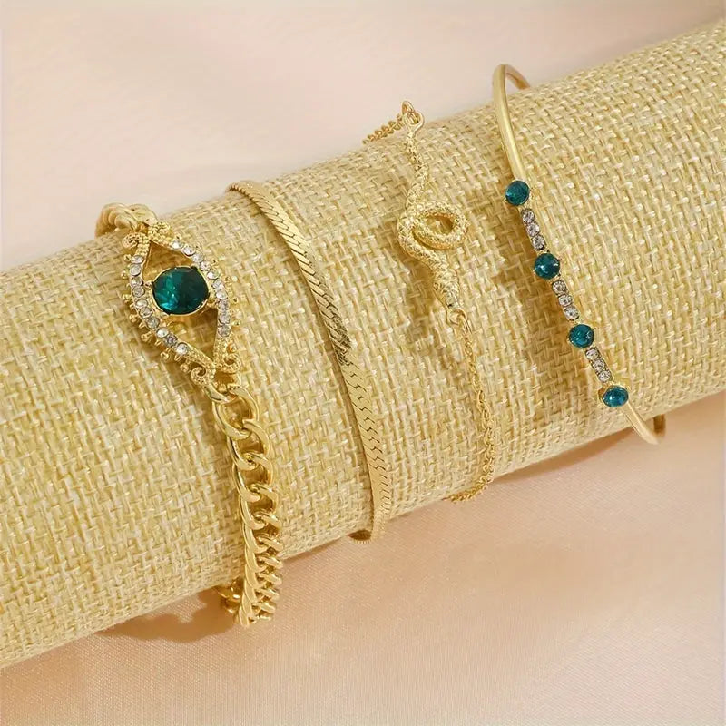 Golden Emerald Charm Bracelet Collection