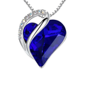 Silver Sapphire Heart Pendant Necklace