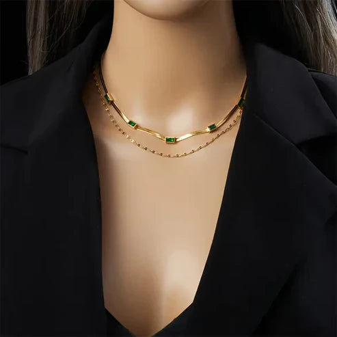 Sorella Gem Double-Layer Vintage Necklace