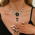 Floral Gem Necklace and Earring Set