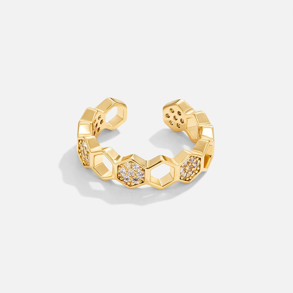 Golden Geometric Adjustable Ring
