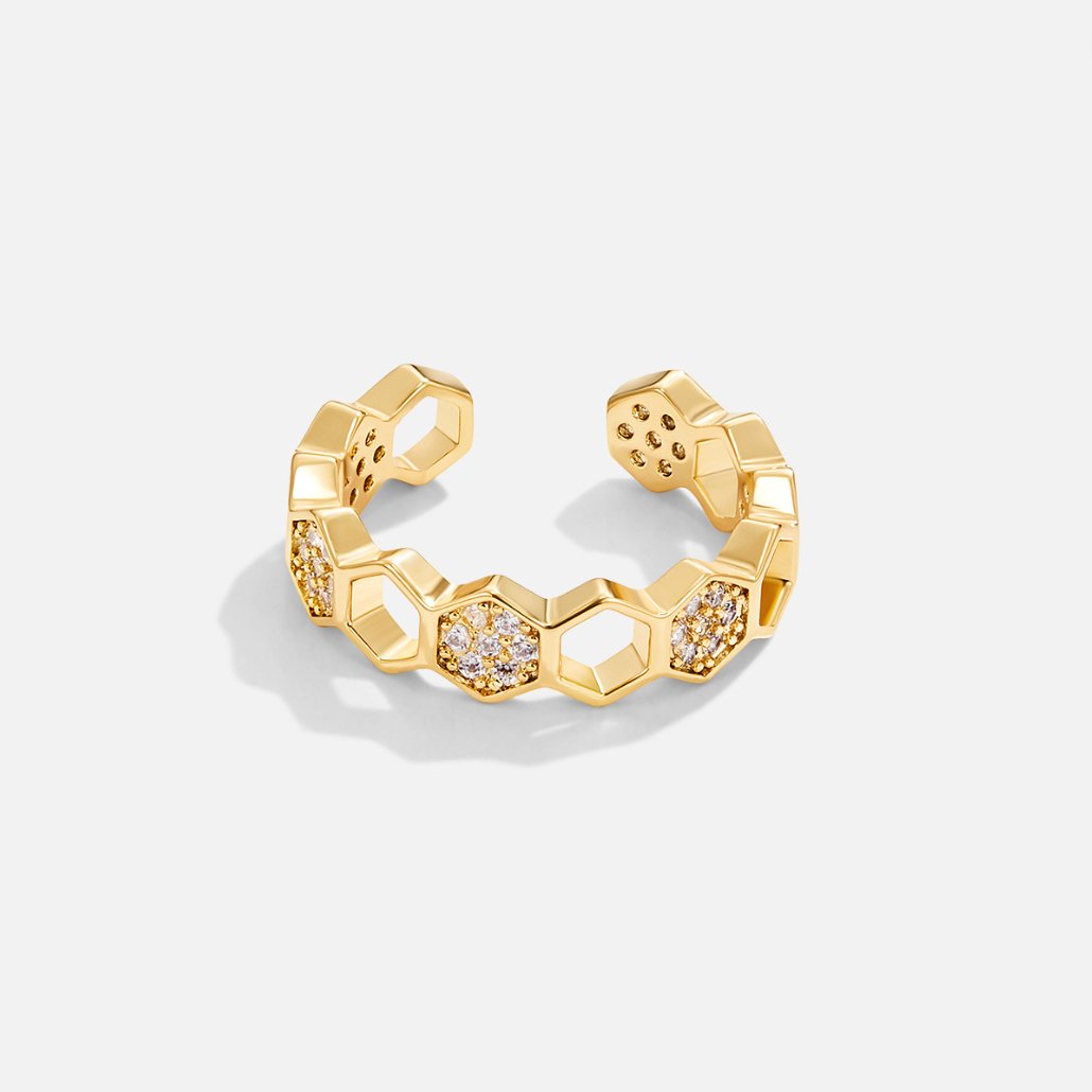Golden Geometric Adjustable Ring