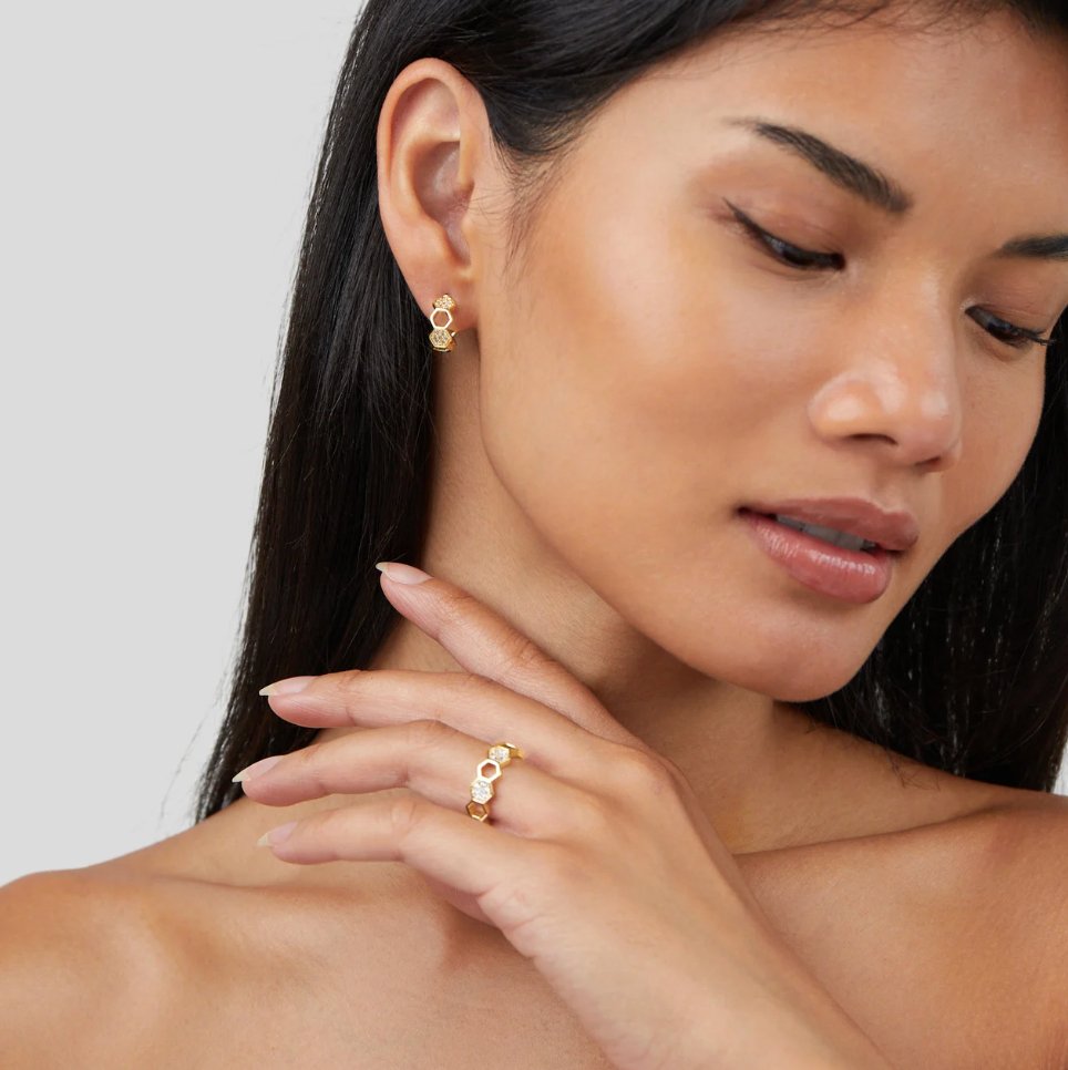 Golden Geometric Adjustable Ring