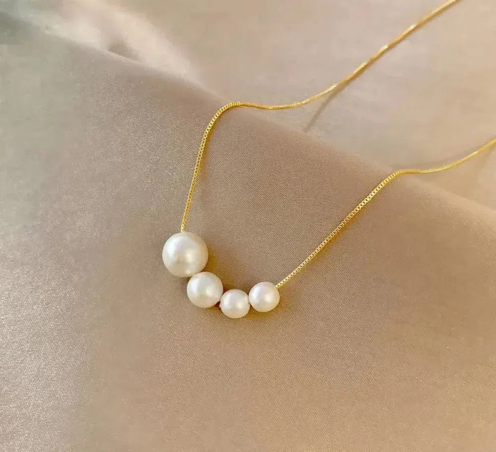 Gold freshwater pearl choker necklace