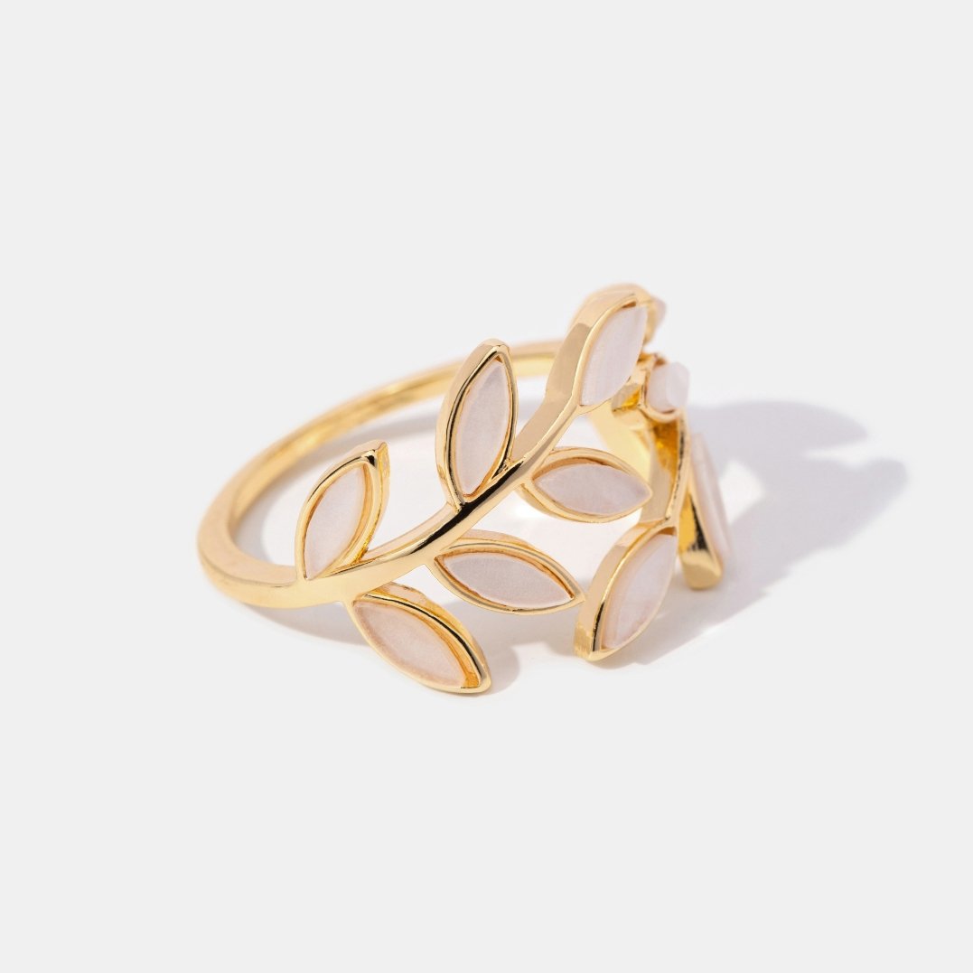 Golden Leaf Pattern Ring