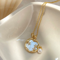 Moonstone and Pearl Necklace in Gold