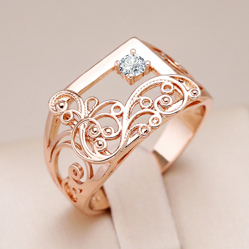 Gold Ring with Inlaid Zirconia