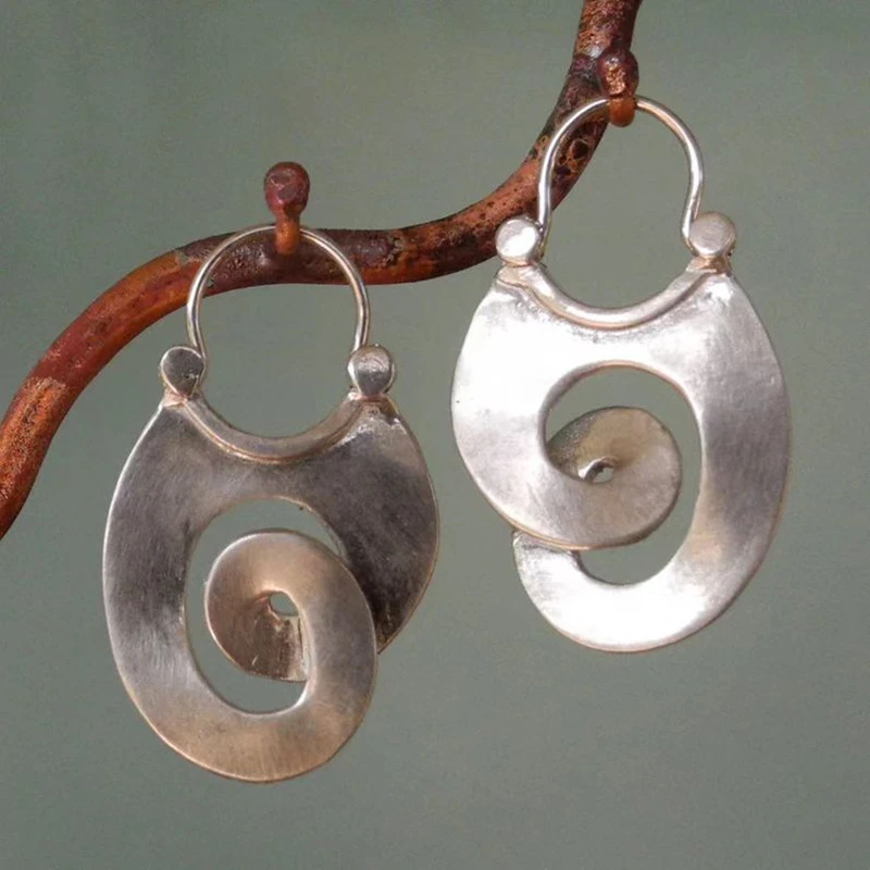 Vintage Irregular Shape Silver Earrings
