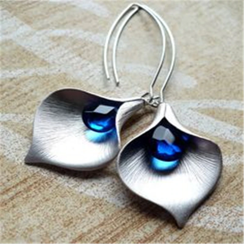 Blue Lotus Silver Earrings