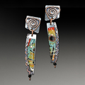 Ethnic silver earrings with colorful enamel