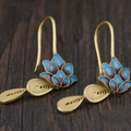 Blue Lotus Boho Earrings in Golden