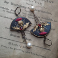 Boho Earrings with Pearls and Ruby Crystal