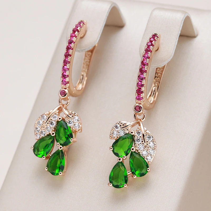 Elegant drop earrings with colored zirconia