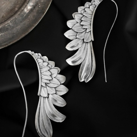 Vintage Silver Winged Earrings