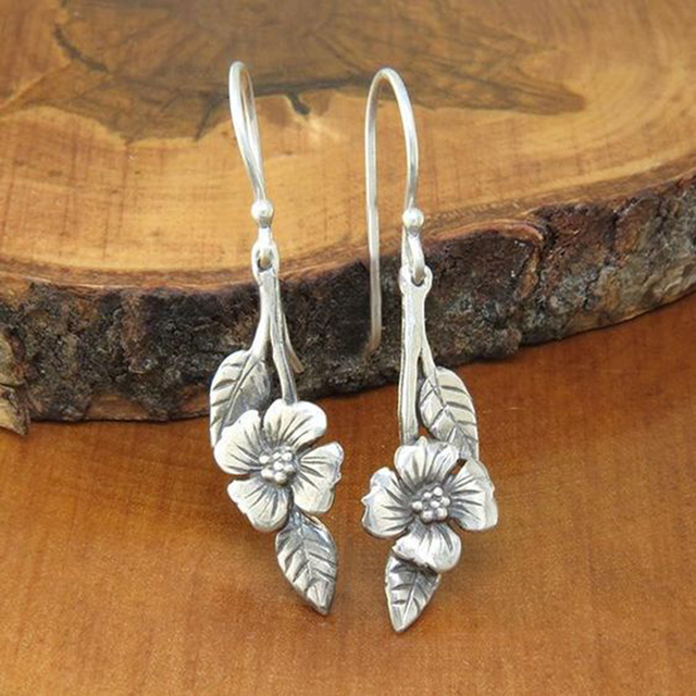 Vintage Silver Rose Ear Studs