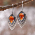 Vintage Orange Stein Earrings in Silver Sterling