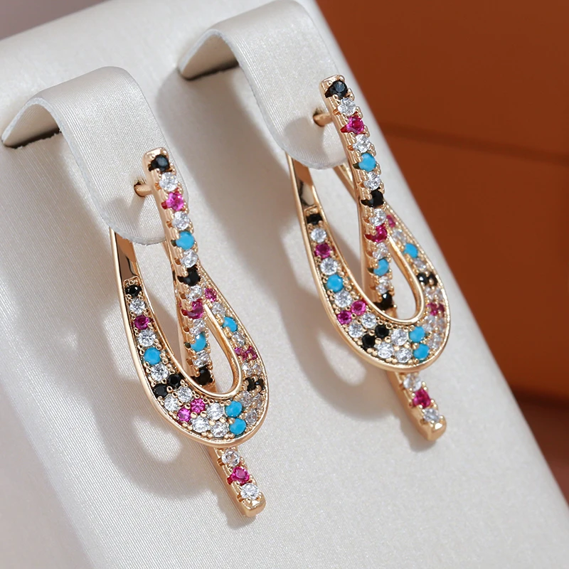Elegant Multicolored Zirconia Earrings in Golden