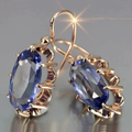 Vintage Gold and Blue Crystal Earrings
