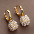 Elegant Cubic Pearl Studs