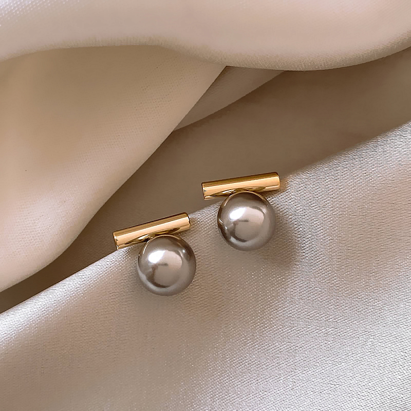 Gold Bar Pearl Stud Earrings -> Gold Bar Pearl Drop Earrings
