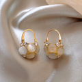 Gold crystal pearl earrings