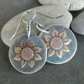 Vintage Silver Sunflower Stud Earrings