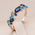 Elegant Gold-Plated Ring with Blue Crystals