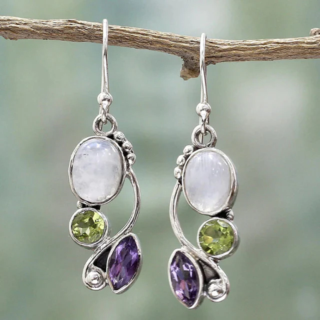Vintage Colored Crystal Earrings
