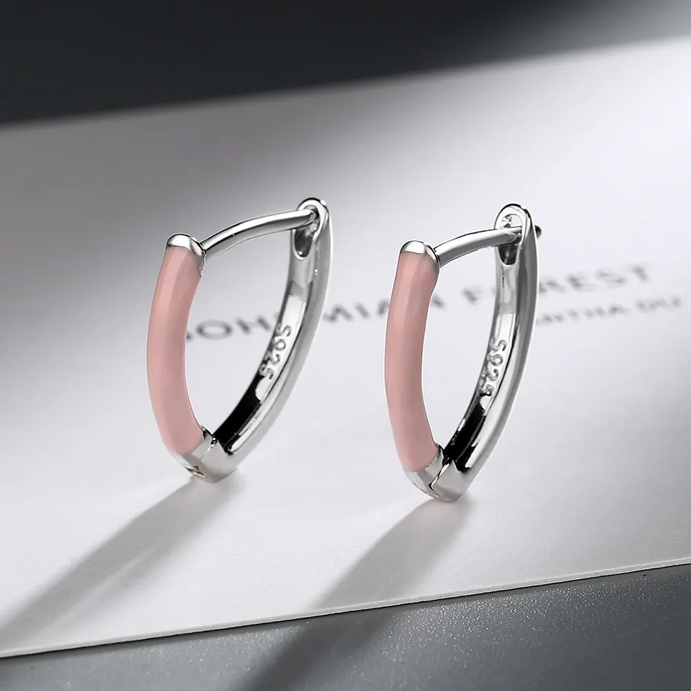 Elegant pink earrings with a silver finish