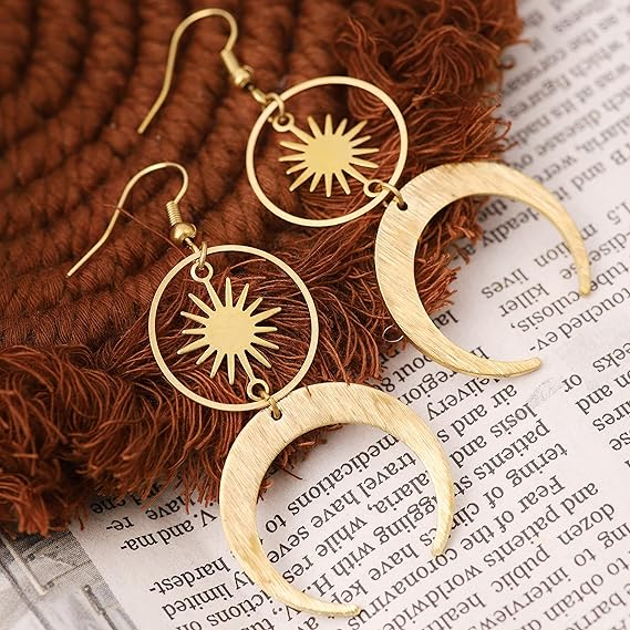 Vintage Gold Crescent Moon Earrings
