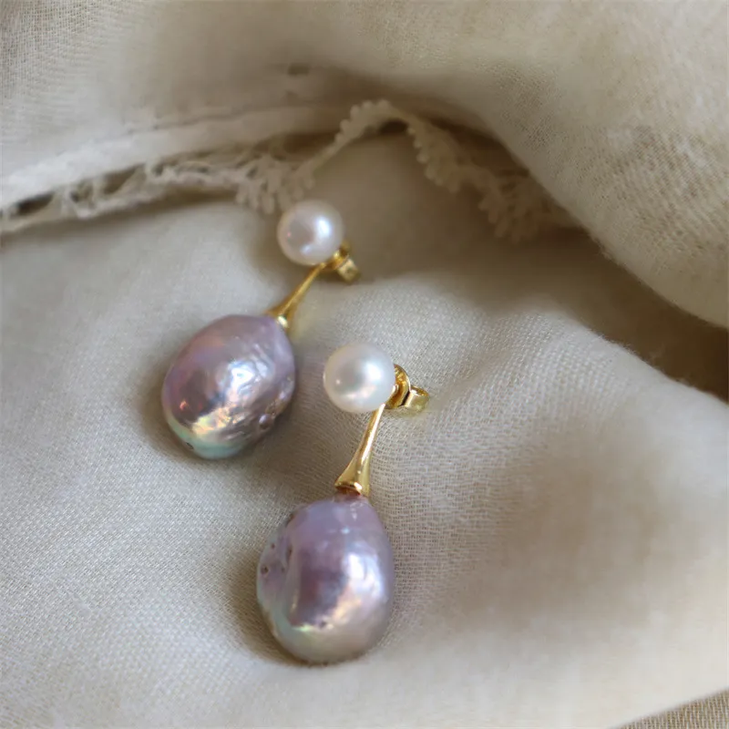 Elegant Lavender Pearl Earrings