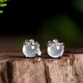 Vintage Lunar Crystal Sphere Earrings