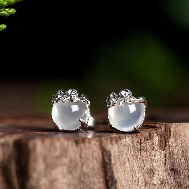 Vintage Lunar Crystal Sphere Earrings