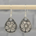 Vintage Floral Dangle Earrings crafted from Sterling Silver
