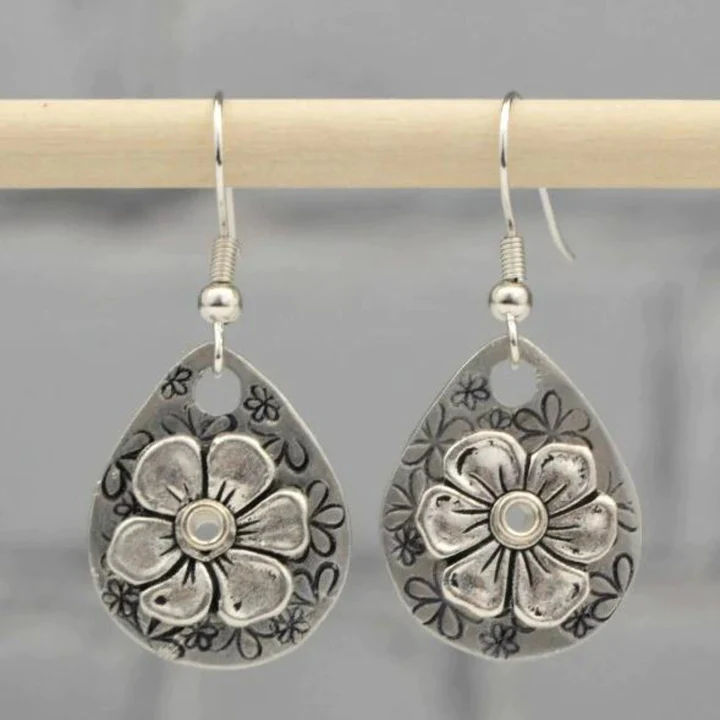 Vintage Floral Dangle Earrings crafted from Sterling Silver