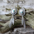 Vintage Turquoise-Feather Earrings