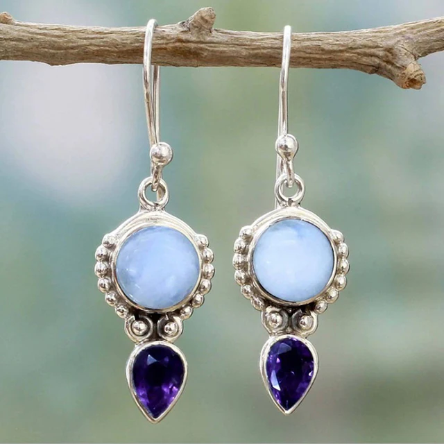 Vintage Blue Moonstone Earrings