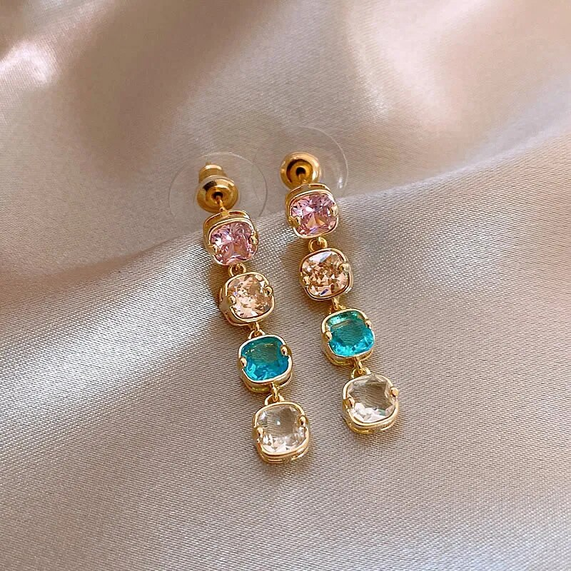 Elegant multicolored drop earrings