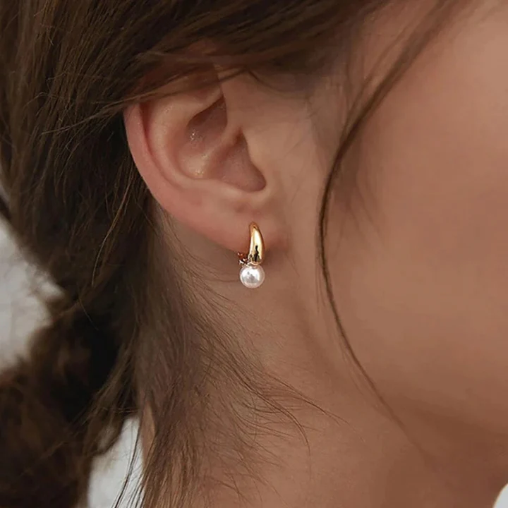 Gold-Plated Small Pearl Earrings