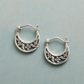 Silver-Plated Vintage Earrings with Floral Design
