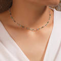 Multicolored gold-plated stone necklace
