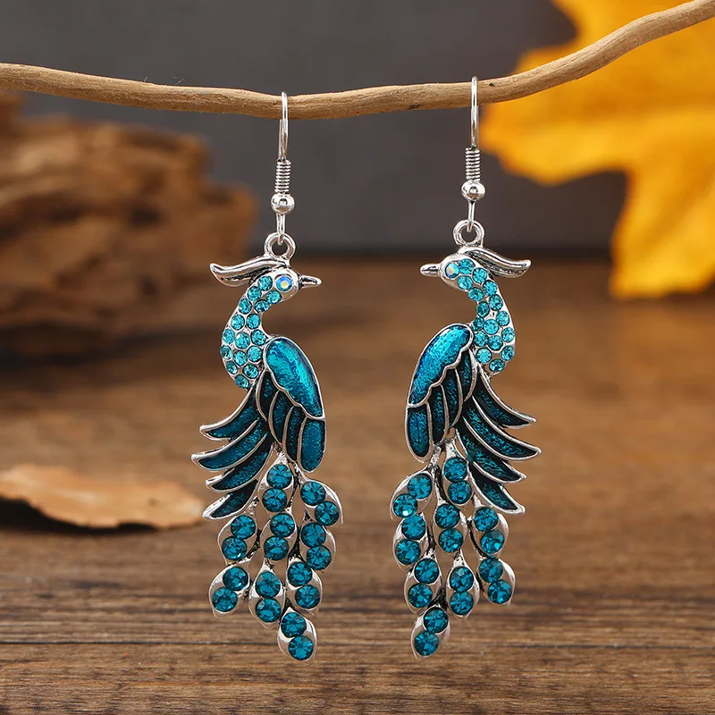 Vintage Peacock Blue Earrings