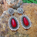 Vintage earrings featuring a crimson gem