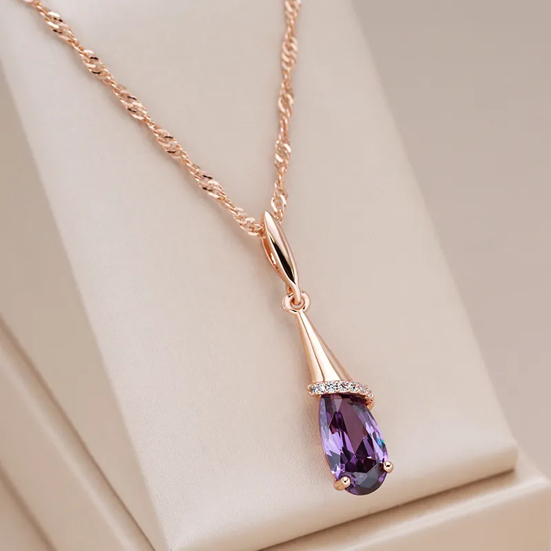 Elegant necklace crafted from lilac crystal drops