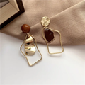 Gold-Brown Vintage Gemstone Earrings