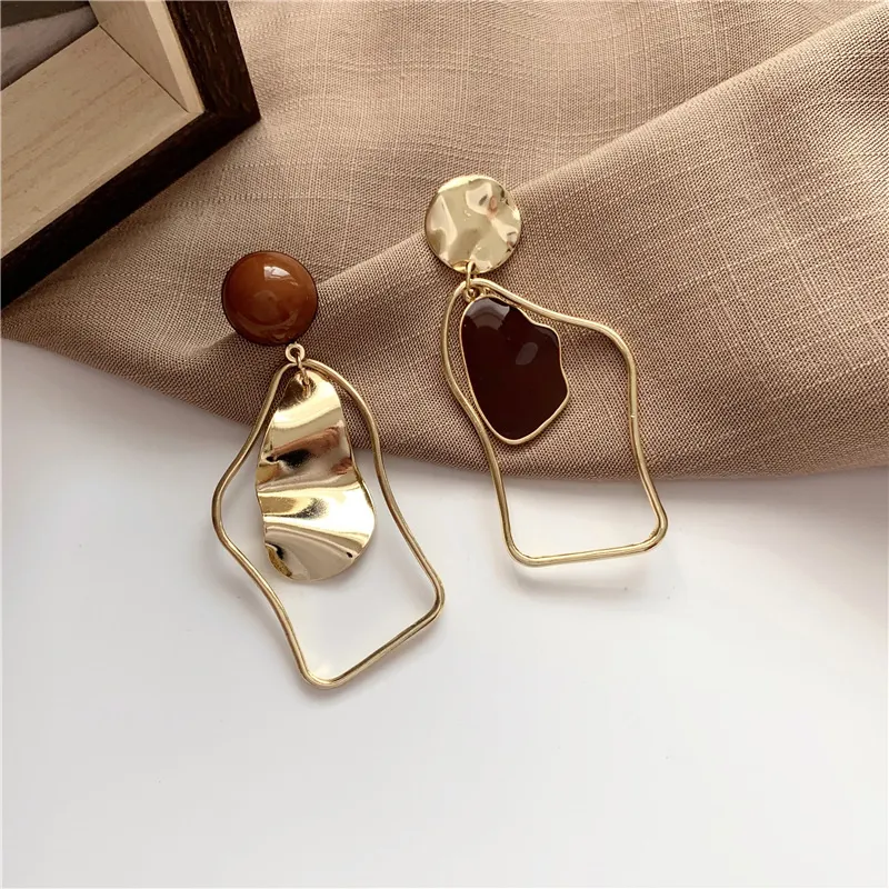 Gold-Brown Vintage Gemstone Earrings