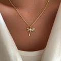 Golden Dragonfly Pendant Necklace